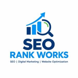 SEO Rank Works logo with rising bar chart icon for SEO and digital marketing services