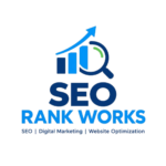 SEO Rank Works logo with rising bar chart icon for SEO and digital marketing services